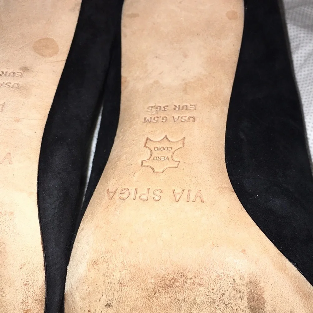 Via Spiga Black Suede Heels | Leather Upper | Size 6.5